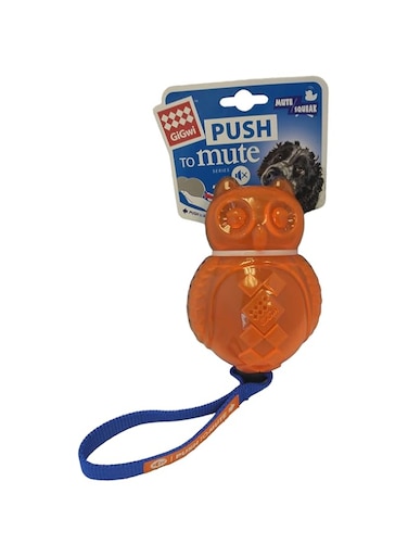 Gigwi Owl PUSh To Mute Dog Toy, Blue/Orange, Medium/Large, 6174