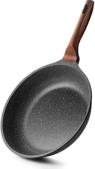 Nonstick Granite Frying Pan Skillet, 11 Inch/28cm Non Stick Omelette Frying Pans , Omelet Egg Pan, Stone Cookware Chef's Pan,Bakelite Handle Compatible With Hot Plate, Halogen, Ceramic And Gas Stovetops Induction Compatible, PFOA Free&iuml;&frac14;&OElig;Dishwasher Safe (Gray, 11 Inch/28cm)