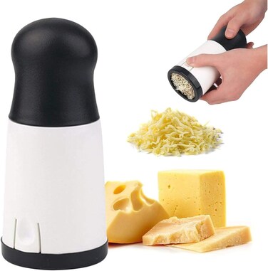Handheld Cheese Grater with Handle &ndash; Easy Rotary Cheese Mill for Hard &amp; Soft Cheeses, Chocolate, Nuts &amp; More &ndash; Compact, Manual Grater, Dishwasher Safe, Kitchen Tool for Quick Grating