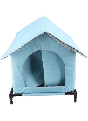 gernie Cat House for Outdoor Cats, Waterproof &amp; Insulated, Spacious &amp; Secure, Chew Resistant (Blue)