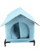 gernie Cat House for Outdoor Cats, Waterproof &amp; Insulated, Spacious &amp; Secure, Chew Resistant (Blue)