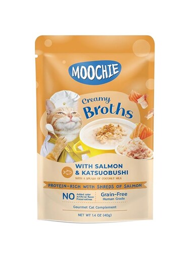 Moochie Kitten Creamy Broth With Salmon &amp; Katsuobushi 40G