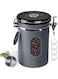 1800ML Airtight Coffee Canister with Date Tracker Transparent Window, 22.8OZ Coffe Beans Storage with 30ML Measure Spoon &amp; 4 Valve, Kitchen Food Storage Container for Grounds Coffee, Beans &amp; Tea(Gray)