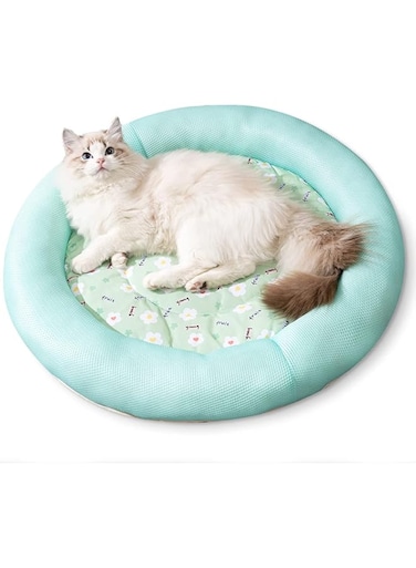 AUTOYSUR Pet Cooling Mat,Soft Ice Pet Pad Cushion for Small Dog Cats Sleeping,Non-Slip Back Washable 19.6'' Dia,Pet Self Cooling Mat,Car Seats, Beds for Summer (Green)