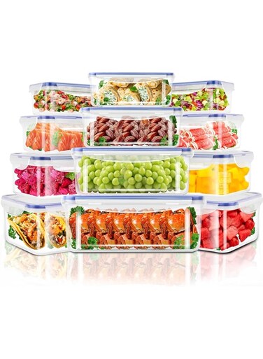 URbazaar Meal Prep Container, Airtight Food Storage Container Set of 12 pcs,Re-usable Plastic Food Containers,Stackable Kitchen Organizer Boxes,BPA Free &amp; Microwave Freezer Dishwasher Safe.
