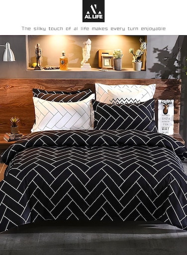 LIFE AI LIFE Super King Bedsheet Set - Complete 6-Piece Bedding Set with Duvet Cover, Fitted Sheet, and 4 Pillowcases - Luxury Microfiber Fabric with Deep Pockets for Secure Fit and Year-Round Comfort