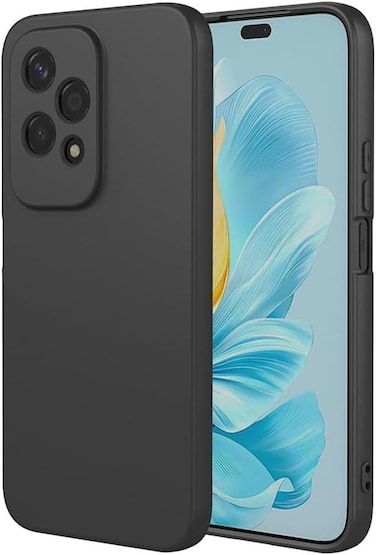 Case for Honor 200 Lite 5G 2024, Liquid Gel Rubber Bumper Case with Soft Microfiber Lining Cushion Slim Hard Shell Shockproof Protective Cover for Honor 200 Lite 5G (Black)