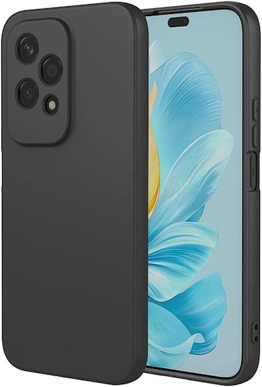 Case for Honor 200 Lite 5G 2024, Liquid Gel Rubber Bumper Case with Soft Microfiber Lining Cushion Slim Hard Shell Shockproof Protective Cover for Honor 200 Lite 5G (Black)