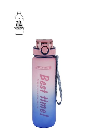 1000ml Water Bottle RF12157 with Volume Tracker, Motivational Bottles with Flip Lid, PP Sipper and Straw Perfect for School, Office and Gym Leak-Proof Food-Grade and Elegant Design Multicolor 1000ml