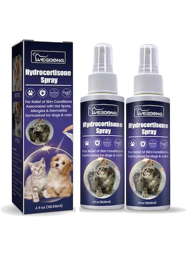 Anti-Itch Spray for Pets, Spray for Dogs, Cats and Horses, Pet Anti Itch Relief Spray, Pet Anti-Itch Spray for Dogs for Dry Itchy Skin, Allergies and Dermatitis - Reduces Local Inflammation (2PC)