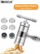 Pasta Maker with 6 Mould Manual Stainless Steel Noodle Machine Portable Tools Ramen Spaghetti Press Easy to Clean Durable for Travel Picnic Camping Home Ideal for Men Women