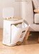 Bin Bathroom Trash Can with Lid, Plastic Garbage Can with Press top Lid Gold Step Pedal Trash can, Narrow White Trash Bin for Bathroom, Bedroom, Restroom, Living Room, Office