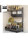 Tycom Spice Rack, Kitchen Shelf Organizer Countertop, 2-Tier Large Standing Seasoning Rack for Storage Spice, Kitchen Spice Organizer, Spice Holder (2-Tier Adjustable Black)