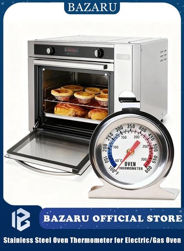 Stainless Steel Oven Thermometer &acirc;&euro;&ldquo; Hanging &amp; Standing Dial Thermometer for Baking, Cooking &amp; Grilling, 50&acirc;&euro;&ldquo;300&Acirc;&deg;C / 100&acirc;&euro;&ldquo;600&Acirc;&deg;F