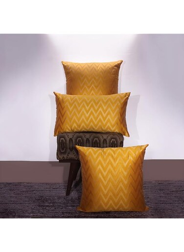 BYFT Orchard Cushion Cover 12 x 20 inch (Zig Zag Design - Yellow) 30 x 50 cm Luxury Decorative Cushion Cover for Sofa, Bed &amp; Living Room- Set of 2 without inserts
