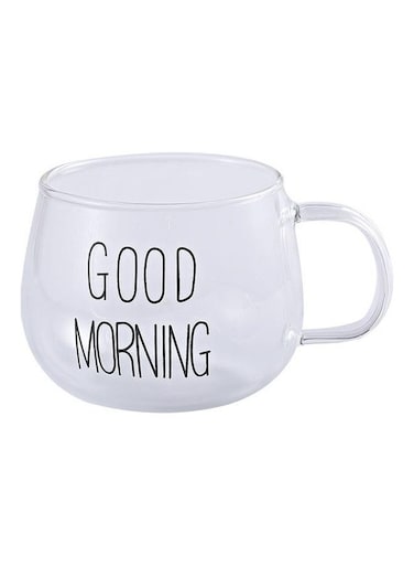 Morning Print Coffee Tea Cup Clear