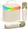JYX Mini Karaoke Machine for Adults Kids, Portable Bluetooth Speaker with 2 Wireless Microphone, Home Party Karaoke Speaker Support SD Card/USB, Gift for Brithday and Toys for Girls/Boys, Beige