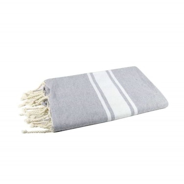 منشفة شاطئ كلاسيكية من قطن مُعاد تدويره بنسبة 100% بلون رمادي