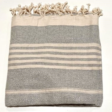 منشفة شاطئ "Diamond" من قطن مُعاد تدويره بنسبة 100% بلون رمادي
