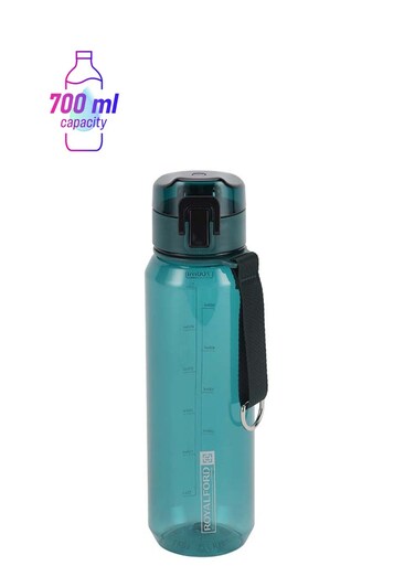 Water Bottle RF12353 Plastic Bottles with Push Button Lid, Strap Perfect for School, Office and Gym Leak-Proof and Eco-Friendly, Food-Grade and Elegant Design Multicolor 700ml