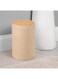 Plastic Round Trash Can Small Wastebasket - Garbage Bin Container with Swing-Close Lid - Bathroom Garbage Basket - Holds Waste, Recycling - 1.3 Gallon - Basa Collection - Beige