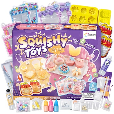 ESSEN Squishy Toys DIY Kit for Kids &ndash; Make Your Own Squishy Toys Craft Set with 8 Molds, Stress Anxiety Relief Sensory Fidget Toys, Creative Fun Arts &amp; Crafts Kit for Boys &amp; Girls Ages 6&ndash;12, Birthday Gift for Kids