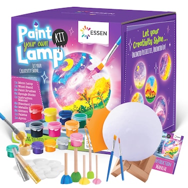 ESSEN Paint Your Own Moon Lamp Kit, 3D Space Moon Night Light, DIY Lamp Night Light Art Supplies Arts Crafts Kit for Kids Ages 6-12, Educational Toys Girls Boys Birthday Gift Ages 6 7 8 9 10 11 12+