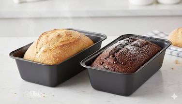 Loaf Bread Pan, 2 Set Rectangle Loaf Pan,Combo Non-Stick Carbon Steel Rectangle Baking Tin &ndash; Bread Loaf &amp; Cake Pan Set of 2, Black