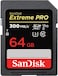 SanDisk 64GB Extreme Pro SDXC Memory Card Upto 300MB/s, UHS II, Class 10, U3, V90, Black, SDSDXDK 064G GN4IN