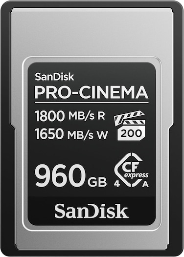 SanDisk Pro-CINEMA CFexpress Type A Card 960GB (Read Speeds Upto 1800MB/s, Write Speeds Upto 1650MB/s, 4K, 6K, 8K, VPG200, Rescue Pro)