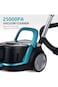 Bagless Vacuum Cleaner &ndash; 2500W, Remote Handle, LED Display, Auto Cord Rewind, Black/Turquoise