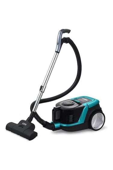 Bagless Vacuum Cleaner &ndash; 2500W, Remote Handle, LED Display, Auto Cord Rewind, Black/Turquoise