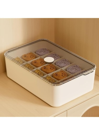 Tazweeq Drawer Organizer Clothes, Sock Organizer, Holds 15 Pairs of Socks, Storage Box Dustproof with Lid, Suitable for Home Closets, Dormitories, Children&#39;s Rooms