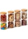 EZOWare Set of 8 Airtight Clear Glass Jars, Kitchen Storage Canister Set with Natural Bamboo Lids for Candy, Cookie, Rice, Sugar, Flour, Pasta, Nuts, 450 ml