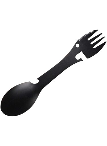 UBOYLI Multi-Function Portable Camping Tool, 5 in 1 Stainless Steel Fork Spoon Outdoor Travel Picnic Cutlery Bottle Can Opener