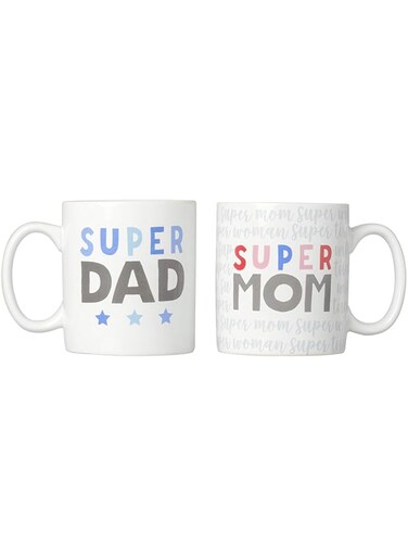 Kate &amp; Milo Super Mom and Super Dad Mug Gift Set, New Parents Gifts, Expecting Parents