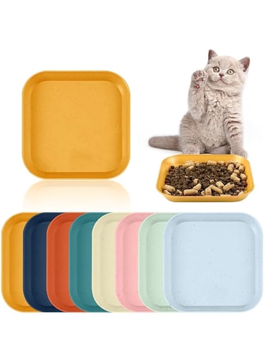 Lonimia 8 Pcs Cat Bowl,5.7 Inch Shallow Cat Food Dish,Whisker Fatigue Relief Cat Bowl, Cat Wet Feeding Bowls,Wide and Small Pet Plate for Kittens and Short Legged Cat