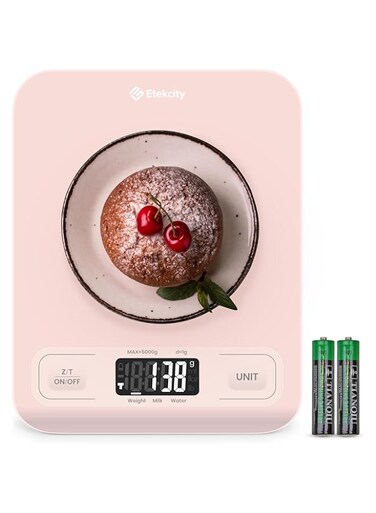 Etekcity Food Kitchen Scale, Digital Grams and Ounces for Weight Loss, Baking, Cooking, Keto and Meal Prep, LCD Display, Medium, Pink