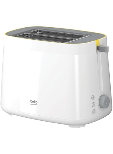 Beko TAM4220W Toaster, 800W, 2 Slice Capacity, High lift function, Retractable crumb tray, 6 browning levels, Defrost function, Reheating function - Creamy White
