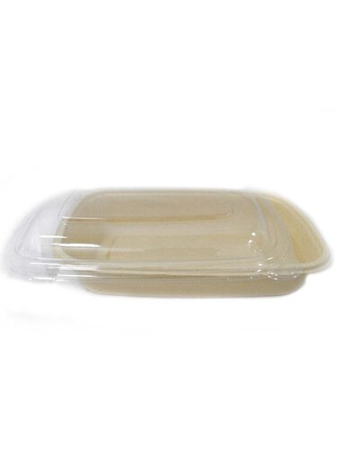 Bagasse Rectangle Container 750ml With Pet Lid 12 Pieces
