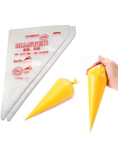 Disposable Pastry Bags 14In 200pc Cake Cream Decoration Kitchen Icing Food Preparation Bags Cup Cake Piping Baking, Anti Burst Pastry Bags With Non-slip Design For Frosting and Cookies Decoration