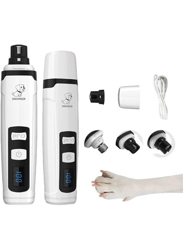 Electric Pet Nail Grinder, Professional 2-Speed USB Rechargeable Cordless Cat Nail Grinder, Quiet Dog Nail Trimmer Painless Paw Grooming &amp; Smoothing Tool for Small Medium Large Cats Dogs Nail Care