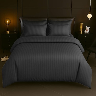 MAXQON 4-Piece Duvet Cover Set &ndash;Single Size, Includes 1 Duvet Cover(150x200cm), 1 Fitted Sheet(120x200+20cm) 2 Pillowcases(53x75cm), Color Grey
