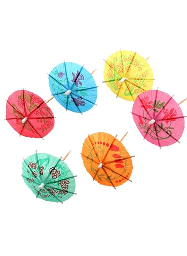 Decorative Garnishes Umbrellas Dessert Cake Bamboos Stick Summer Party Beach Theme Decors Wedding Supplies 100pcs Cocktail Umbrellas For Drinks Tropicals Fruit Reusable Orange Picks Coconuts