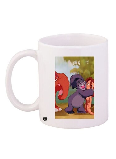 Mowgli Printed Coffee Mug White/Beige/Green 11ounce