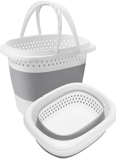 Oasisgalore Collapsible Plastic Laundry Basket with Handles Foldable Pop Up Clothes Storage Hamper for Home Dorm 37L(9.8 gallon)