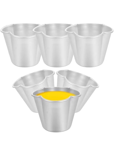 Khazna Egg Tart Molds, 6Pcs Nonstick Pudding Pan Muffin Cups Aluminum Alloy Cake Tartlets Pudding Molds Baking Cups Cupcake Mould Muffin Tin Egg Tart Molds Baking Tool for Kitchen Mini Pie Tins