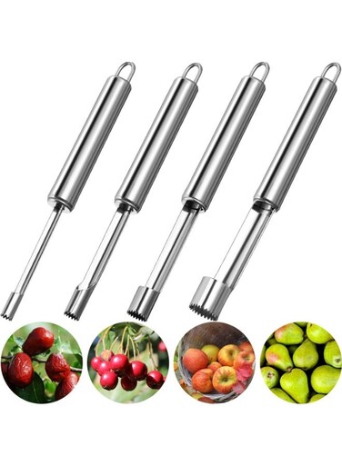 4-Piece Multi-Function Fruit Corer and Pitter Set - Stainless Steel Pear, Cherry, Jujube and Red Date Corer Pitter