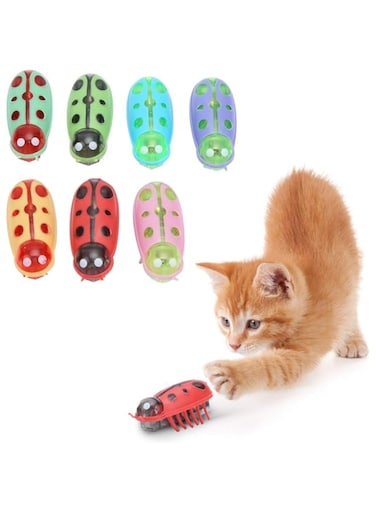 Cryfokt 7Pcs Pet Mini Electric, Electric Funny Interactive Toy for Cat, Turn Automatically Figurine Lifelike Craft Toys Halloween Photo Props Decor for Cat