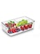 2 Pack Food Storage Organizer Bins - Clear Plastic Bins For Pantry, Kitchen, Fridge Organizers With Handles, Cabinet Organization And Storage, 4 Compartment Holder Packets Snacks Pouches Spice Packets